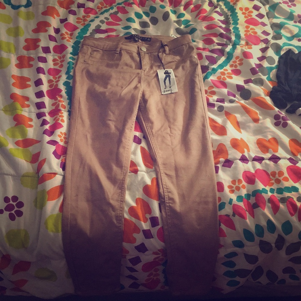 Skinny high waisted peach jeans
